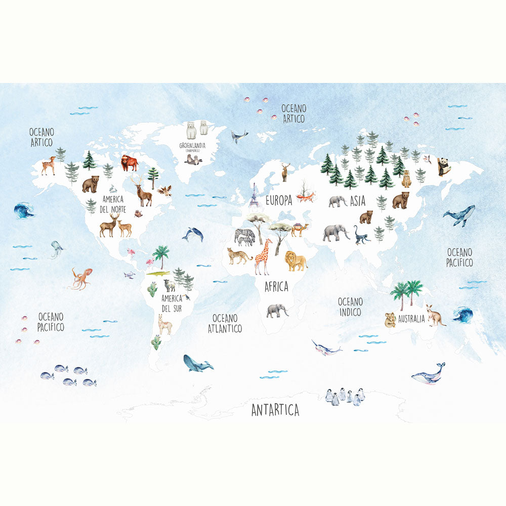 MAPA ANIMALITOS ACUARELA CELESTE