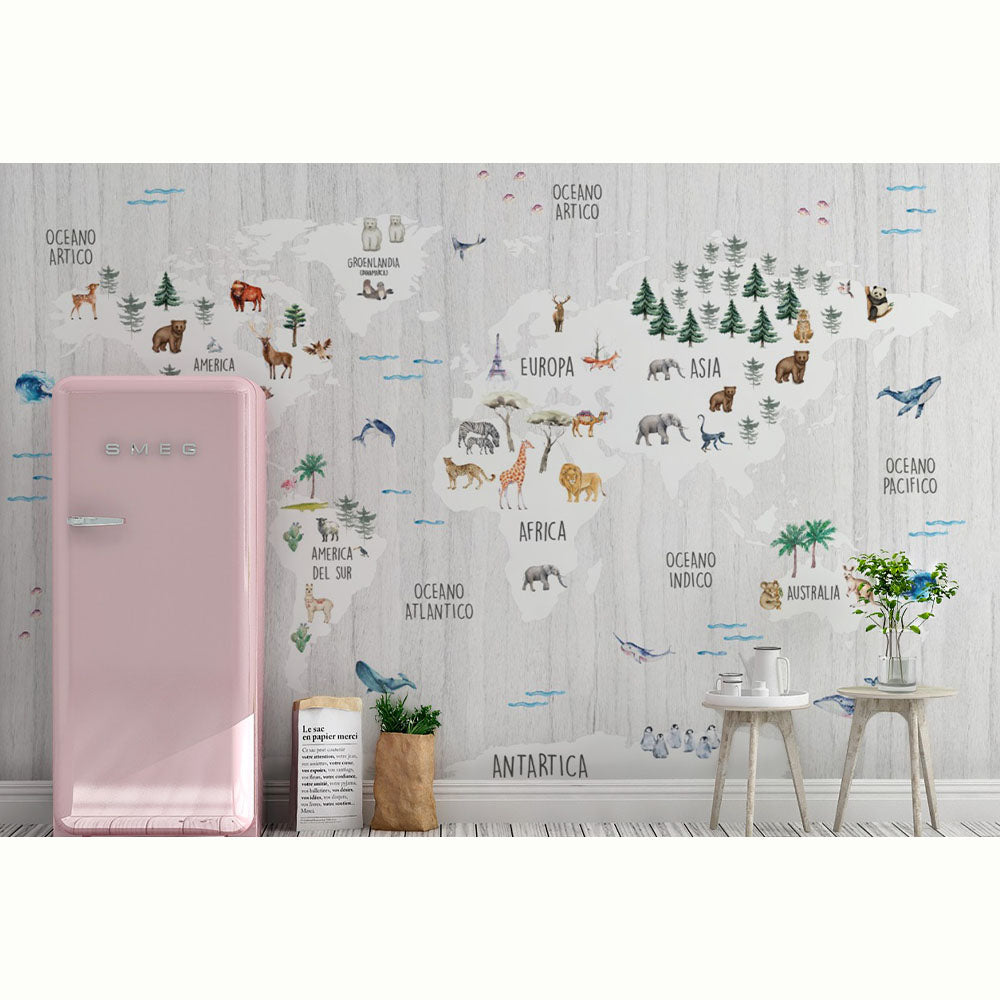 MAPA ANIMALITOS FONDO MADERA