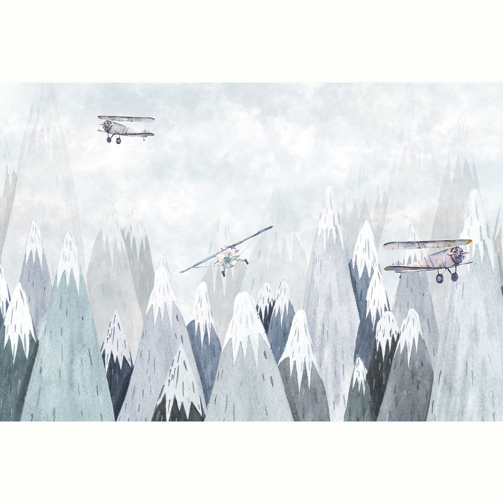 AVIONES SOBRE MONTAÑAS ACUARELA