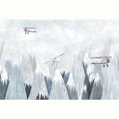 AVIONES SOBRE MONTAÑAS ACUARELA