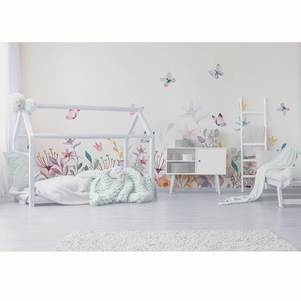 CAMPO DE FLORES CON MARIPOSAS
