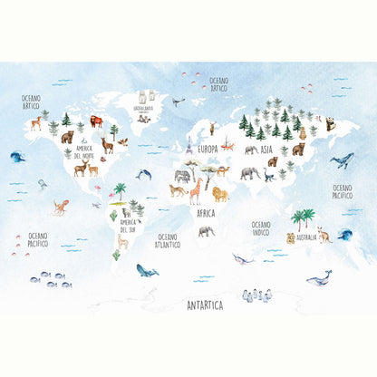 MAPA ANIMALITOS ACUARELA CELESTE