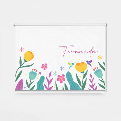ROLLER ESTAMPADO FLORCITAS COLIBRI TURQUESA