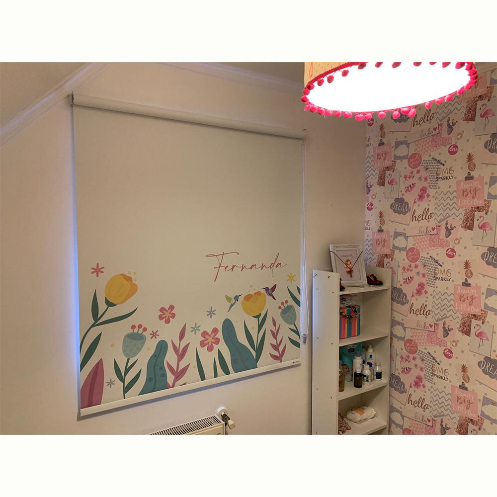 ROLLER ESTAMPADO FLORCITAS COLIBRI TURQUESA