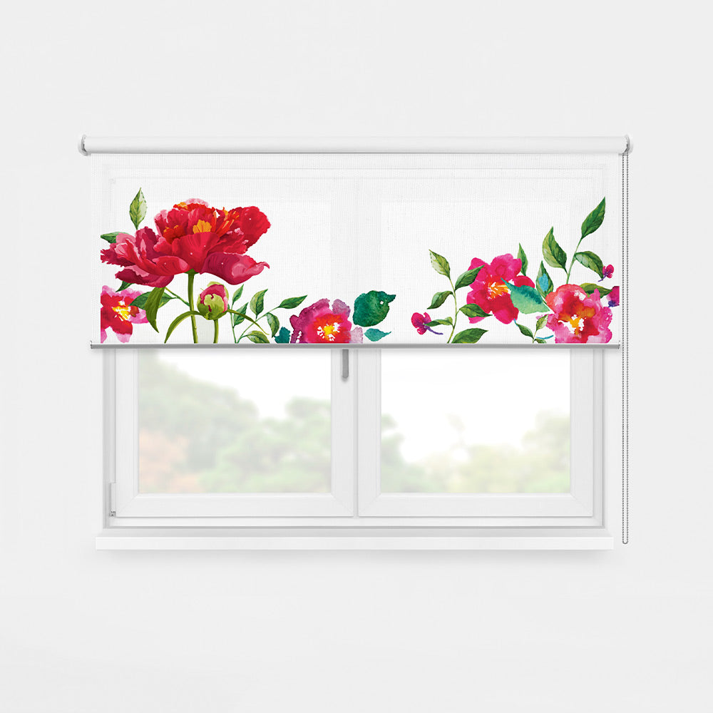 ROLLER ESTAMPADO FLORES CARMIN ACUARELA